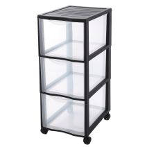 Tour de rangement 3 tiroirs polypropylène 36,5x26xH63,5cm - SUNDIS