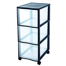 Tour de rangement 3 tiroirs polypropylène 36,5x26xH63,5cm - SUNDIS