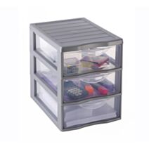 Mini tour de rangement Orgamix A5 3 tiroirs argent - SUNDIS