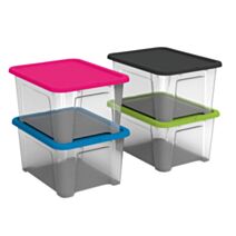 4 boîtes de rangement Viewbox 24L + couvercle coloré - SUNDIS