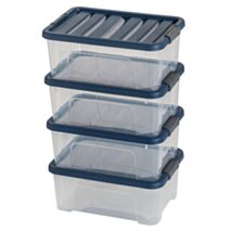 4 boîtes de rangement 24L Wave Box couvercle bleu - SUNDIS