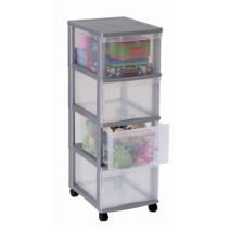 Tour de rangement Optimo 4 tiroirs argent - SUNDIS 