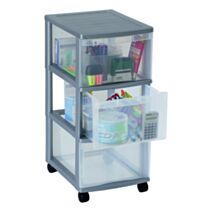 Tour de rangement Optimo 3 tiroirs argent - SUNDIS
