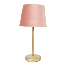 Lampe Pied Métal Doré Abat-jour Velours Rose - LUM&CO