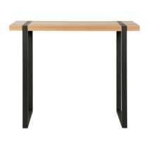 Console MDF Mokka Teinte Naturelle Pieds Métal Noirs 80x100x30cm