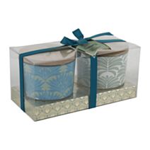 Set de 2 bougies Palme Ø7,5 cm bleu/gris - OSTARIA