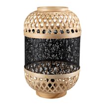 Lampe céramique Lanterne Métal Bambou Minh Noire 38,5x24x24cm 220V 40W
