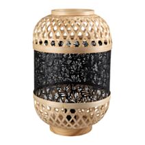 Lampe céramique Lanterne Métal Bambou Minh Noire 38,5x24x24cm 220V 40W