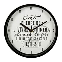 Horloge plastique Danse Ø20 cm noir - OSTARIA