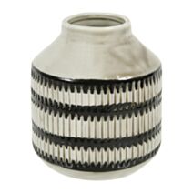 Vase céramique cylindre Ø11 x H12,5 cm blanc/noir - OSTARIA