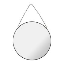 Miroir à suspendre Rond Métal Noir Indus Ø29x0,5cm
