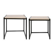 Lot de 2 tables d'appoint carré métal/bois 40 x 40 x 40 cm - OSTARIA