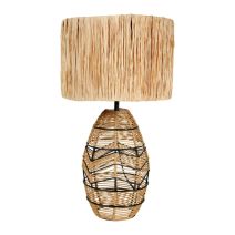 Lampe Pied en Corde Papier et Métal 'Alima' Naturelle Abat-Jour en Raphia