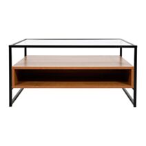 Table Basse Bois/Verre Malmo Naturelle/Noire 40x80x60cm