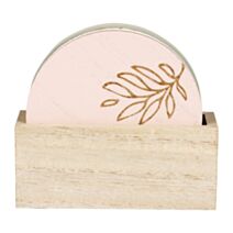 Set de 4 sous-verre décoratifs Feuille Ø10 cm bois rose - OSTARIA 