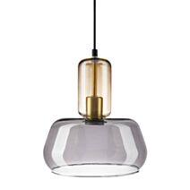 Suspension luminaire métal et verre Dulcia de couleur noire et dorée ∅24xH.26cm 40W