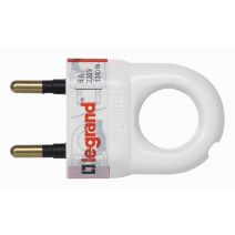Fiche plastique 2P 6A avec anneau d'extraction blanc - LEGRAND
