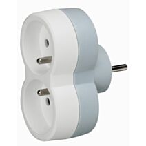 Fiche 2 prises 2P+T 16a 2 sorties frontales blanc - LEGRAND