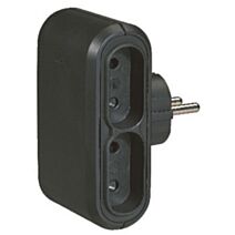 Fiche multiprises 6a - 4x2 P  230v - 4 sorties latérales - noir - LEGRAND