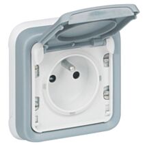Prise avec terre plexo encastré, volet IP55 - LEGRAND