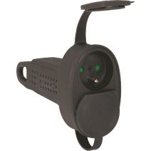 Rallonge multiprise 2x2pôles+terre caoutcouc noir