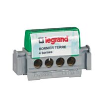 Bornier de terre 4 bornes pour câble 1,5 à 16 mm² vert - LEGRAND