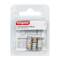 cartouche fusible pour porte-fusible - sans témoin - 10 a - 2300 w - 8,5 x 23 - LEGRAND