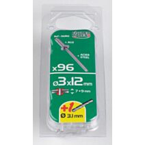 rivets aveugle 3x12 x96 pcs alu acier tete plate - FISCHER DAREX