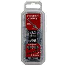 rivets aveugle 3.2x8 96 pcs alu acier tête plate - FISCHER DAREX