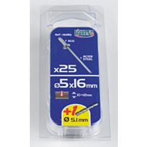 rivets aveugle 5x16 25 pcs alu acier cannele tete plate - FISCHER DAREX