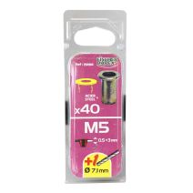Lot de 40 écrous à sertir tête plate en acier M5 - FISCHER DAREX