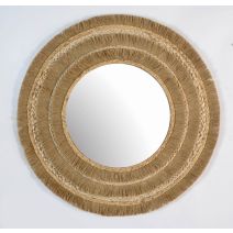 Miroir en fibre naturelle Broka Ø65cm