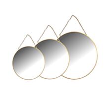 4 Miroirs Ronds Métal Noir Ø20/25/30cm Doré