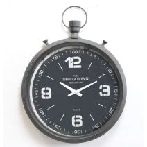 Horloge Chrono métal Ø48cm Noir