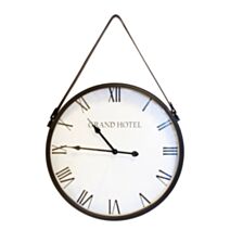 Horloge barbier Grand Hôtel style industriel acier noir Ø40cm