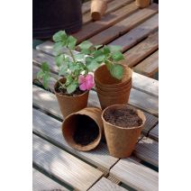 24 pots ronds 100% biodégradables marron Ø 6cm
