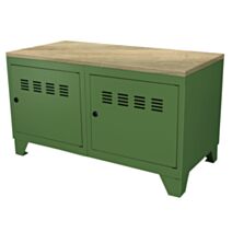 Meuble bas sur pieds Sonoma 2 cubes + plateau MDF Ep.18mm chêne clair 