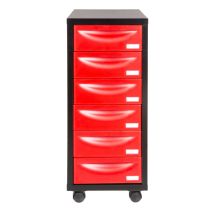 Module Brico Box 6 tiroirs sur roulettes 72x30x39cm Rouge - PIERRE HENRY
