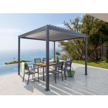 Pergola Bioclimatique Alu Caly 3x3xH2,40m gris anthracite