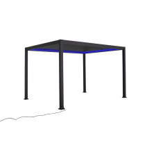 Pergola autoportante bioclimatique motorisée Caly alu gris anthracite 4x3m