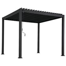 Pergola autoportante bioclimatique CALY en aluminium coloris gris anthracite 3 x3 m