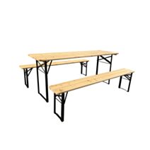 Ensemble repas pliant 6 pers. bois/métal noir