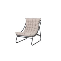 Fauteuil de jardin détente Caramella Textilène Gris Coussin beige 62x87x85cm