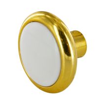 Bouton rond D35mm H.28mm Plastique blanc et or