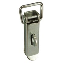 Fermoir à levier et gâche crochet coudé, porte cadenas, pour malle, caisse ou coffre à visser