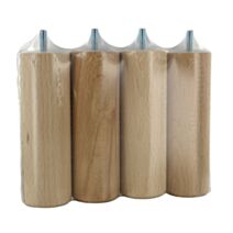 Set de 4 pieds de lit Ø58 x 150 mm hêtre brut - CIME