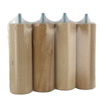 4 pieds de lit cylindrique hêtre brut D50 H.150mm