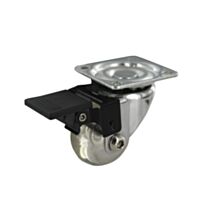 Roulette d'ameublement transparente à platine pivotante - Charge admissible 20kg.  Ø35mm - CIME