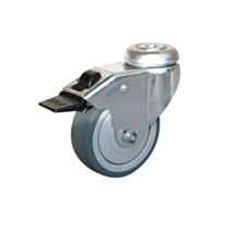 Roulette à œil pivotante 11mm à frein double blocage caoutchouc gris non tâchant Ø75mm - Charge supportée 75kg - CIME