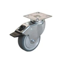 Roulette pivotante à platine avec frein caoutchouc gris non tâchant Ø50mm charge 40kg - CIME